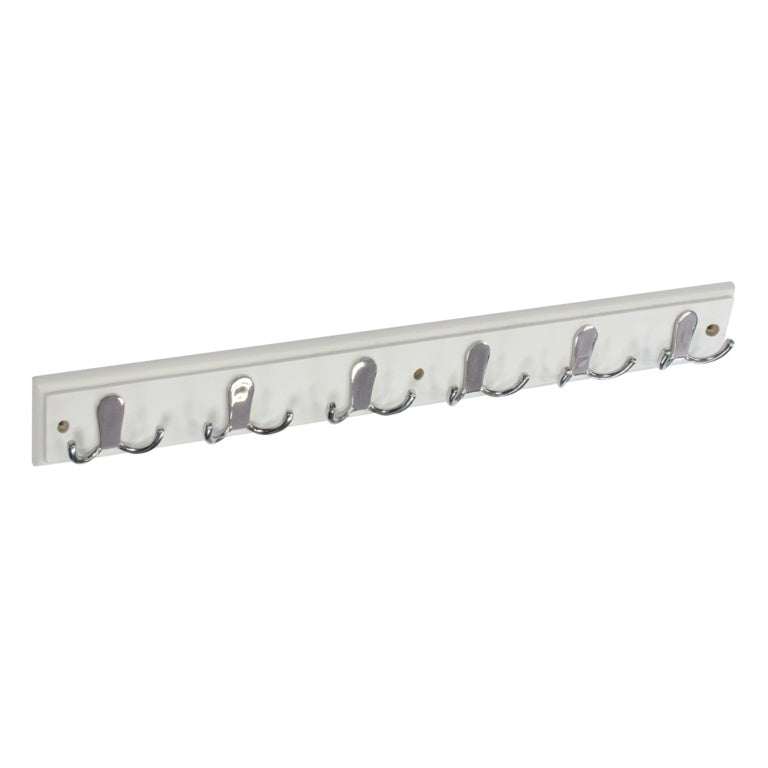 Securit White Hat & Coat Board 6 Chrome Plated Double Hooks