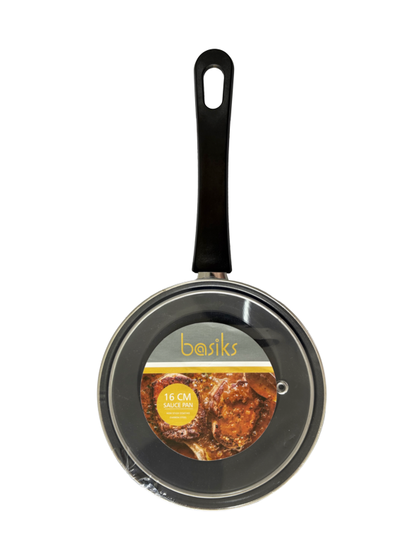 Basiks Carbon Steel Saucepan And Lid 16cm