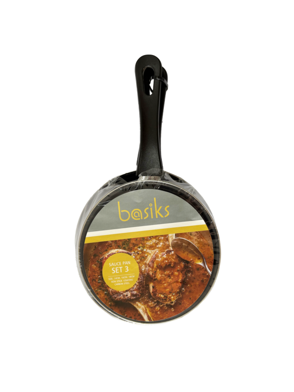 Basiks Carbon Steel Saucepan Set