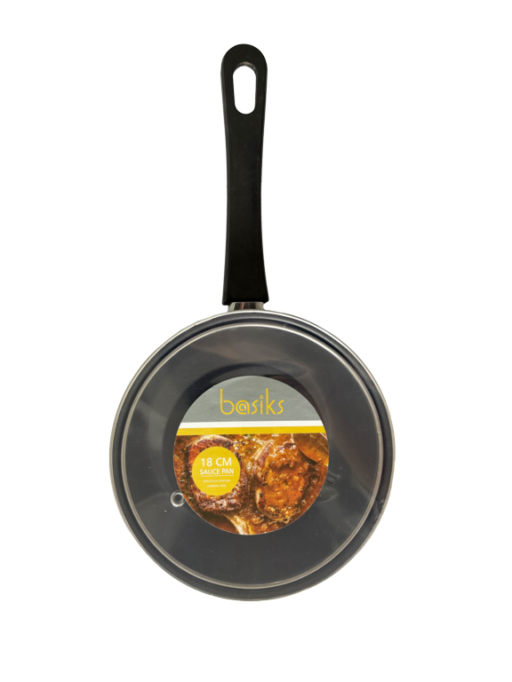 Basiks Carbon Steel Saucepan And Lid 18cm