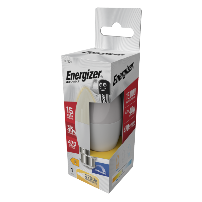Energizer LED Candle 470lm Opal B22 Dimmable