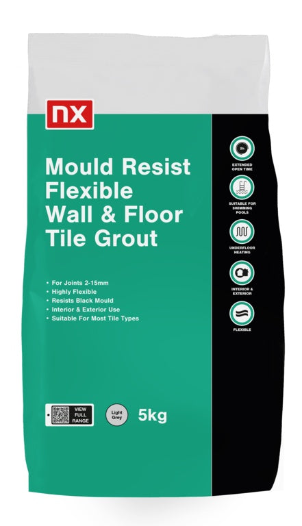 NX Mould Resist Wall & Floor Grout 5kg Light Grey
