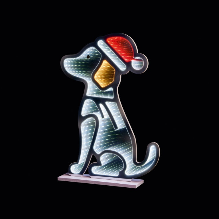 Premier Sitting Dog With Hat Infinity Mirror 60cm