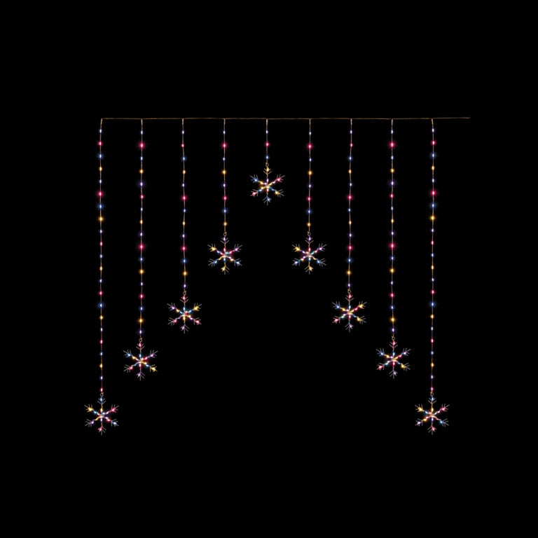 Premier FlexiBrights Snowflake V Curtain With 267 LEDs Rainbow 1.2m
