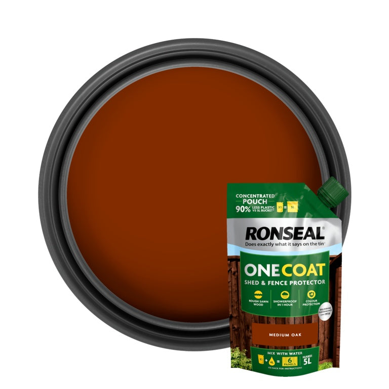 Ronseal One Coat Shed & Fence Refill Pouch 950ml Medium Oak