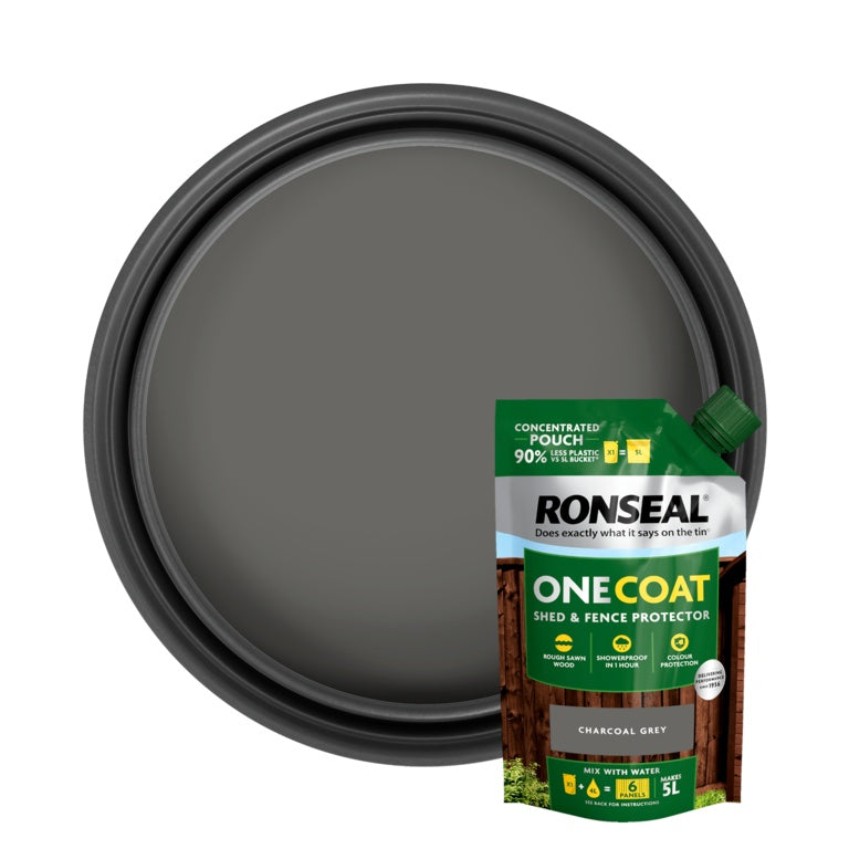 Ronseal One Coat Shed & Fence Refill Pouch 950ml Charcoal Grey