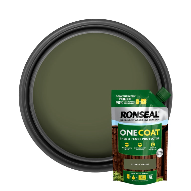 Ronseal One Coat Shed & Fence Refill Pouch 950ml Forest Green