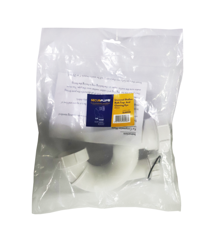 Securplumb Shallow Bath Trap With Cleaning Eye