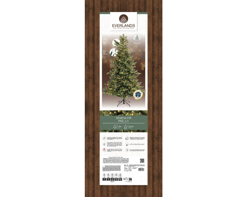 Kaemingk Geneva Fir With Warm White & Multi LEDs 180cm