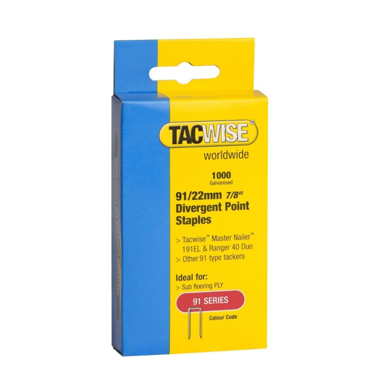 Tacwise Divergent Point Crown Staples 91/22mm