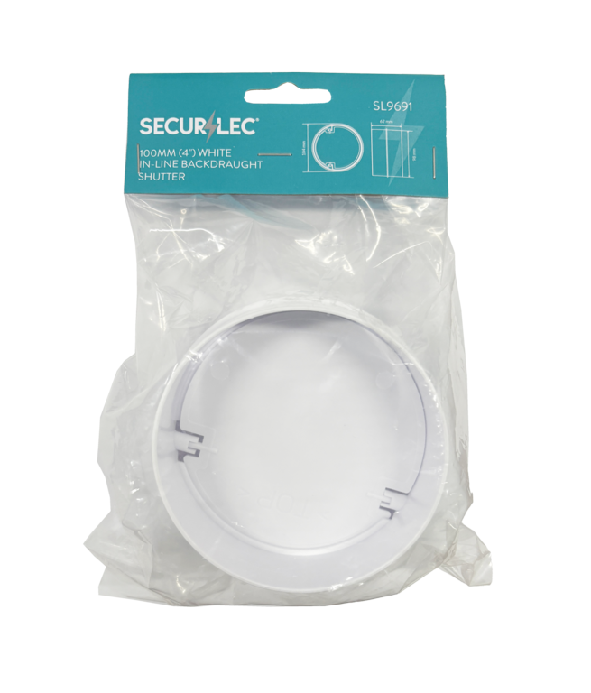 Securlec White Inline Backdraught Shutter 100mm