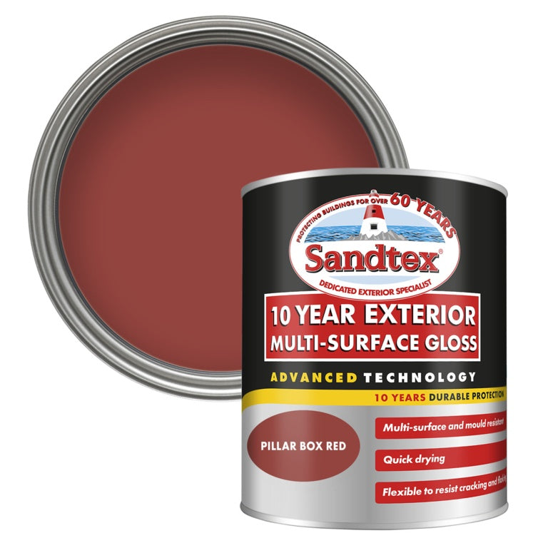 Sandtex 10 Year Exterior Multi Surface Gloss 750ml Pillar Box Red