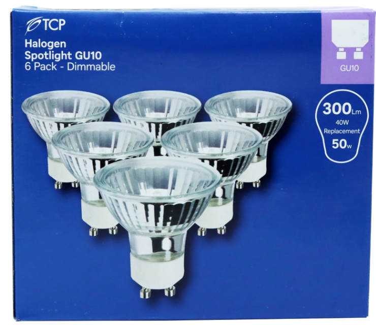 TCP Halogen Spotlight GU10 Dimmable 50w Bulbs