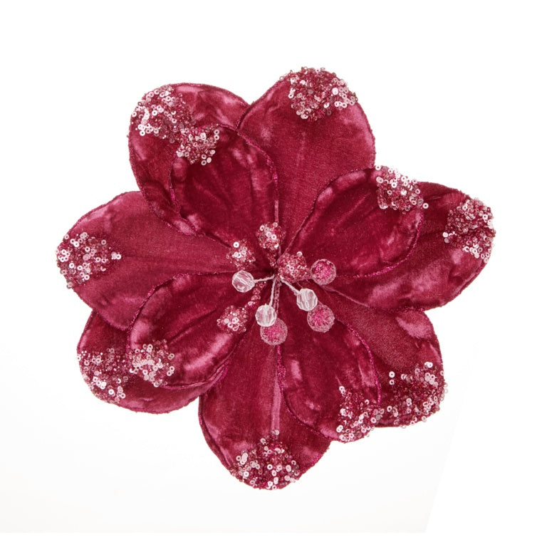 Premier Plum Berry Magnolia With Sequins Clip On 24cm