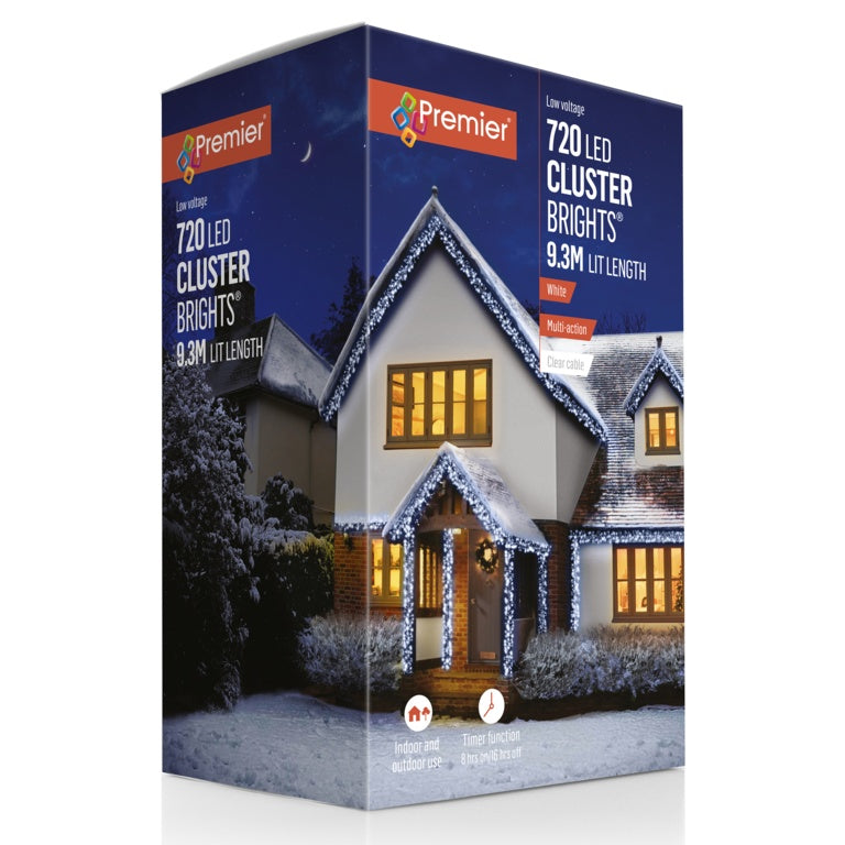 Premier 720 LED Multi Action Cluster Brights With Time White /Clear Cable