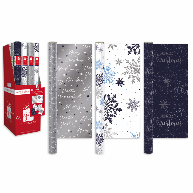 I G Design Christmas Wrapping Paper 4m x 69cm Midnight Blue