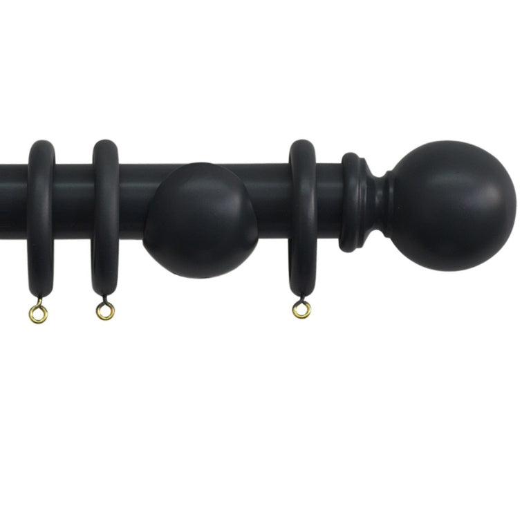 Jones Interiors Shore 35mm Wood Curtain Pole Kit Black 180cm