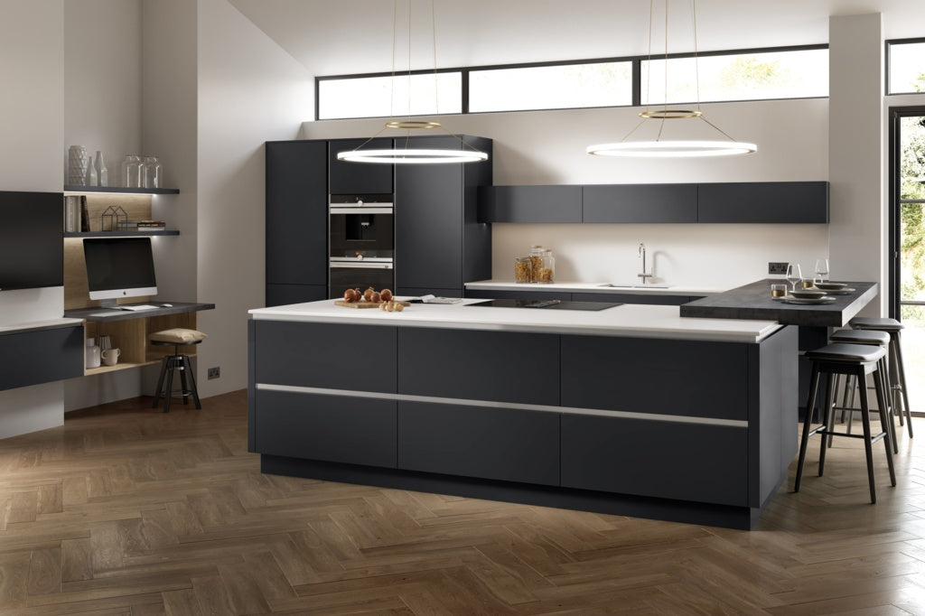 Chippendale Oblique Painted Kitchen 8 Piece Straight Layout Example