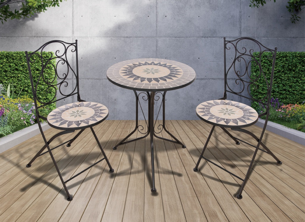 Pagoda Ceramic Mosaic Bistro Set Flower