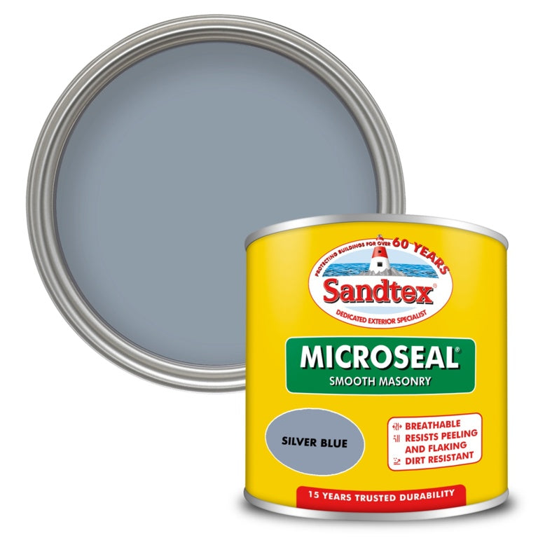 Sandtex Smooth Masonry Paint 150ml Silver Blue