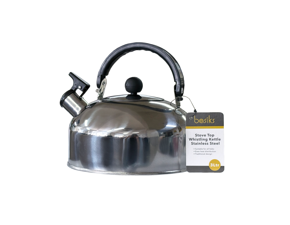Basiks Stove Top Whistling Kettle 3L Stainless Steel