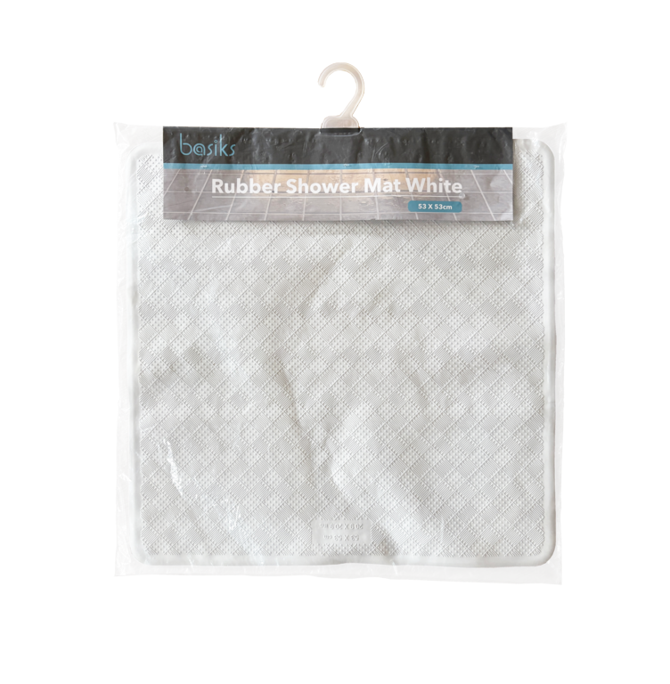 Basiks Rubber Shower Mat White 53 x 53cm