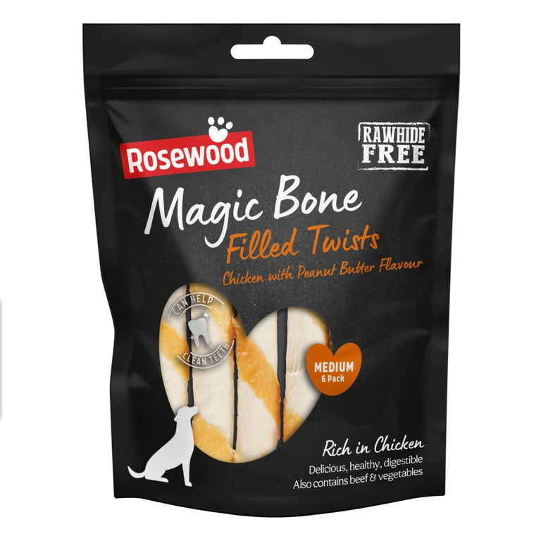 ROSEWOOD Magic Bone Twists Chicken Pack 6 195g