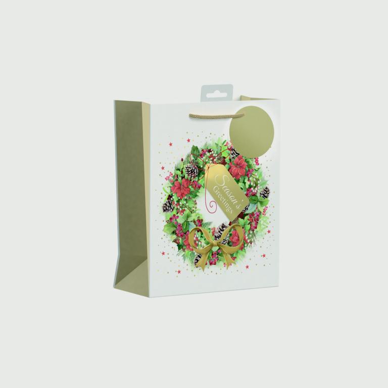 Giftmaker Christmas Wreath Gift Bag Medium