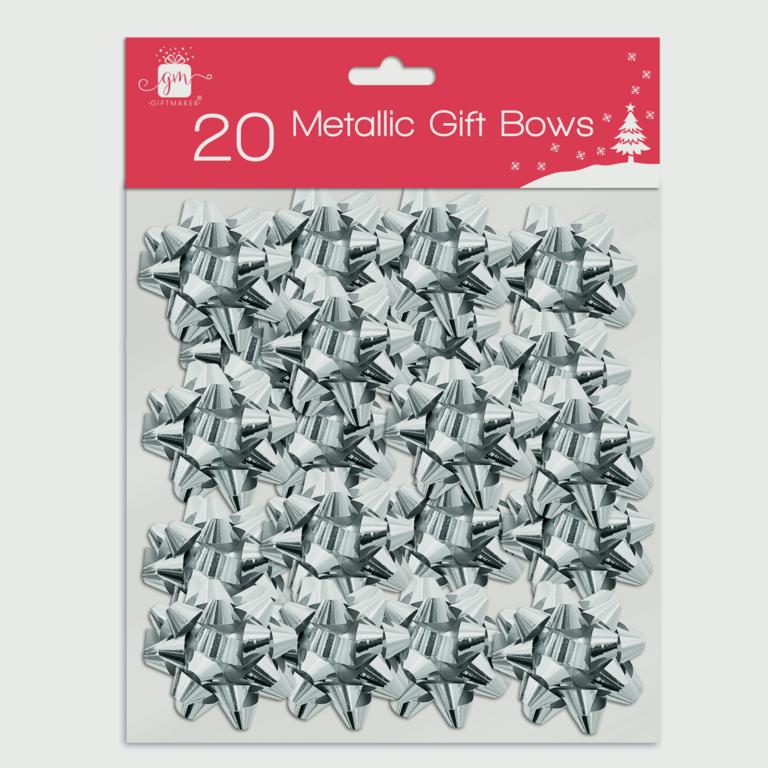 Giftmaker Gift Bows Pack 20 Silver