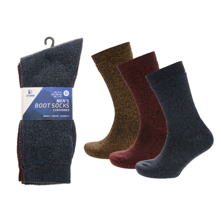 Storm Ridge Mens Coloured Boot Socks Pack 3