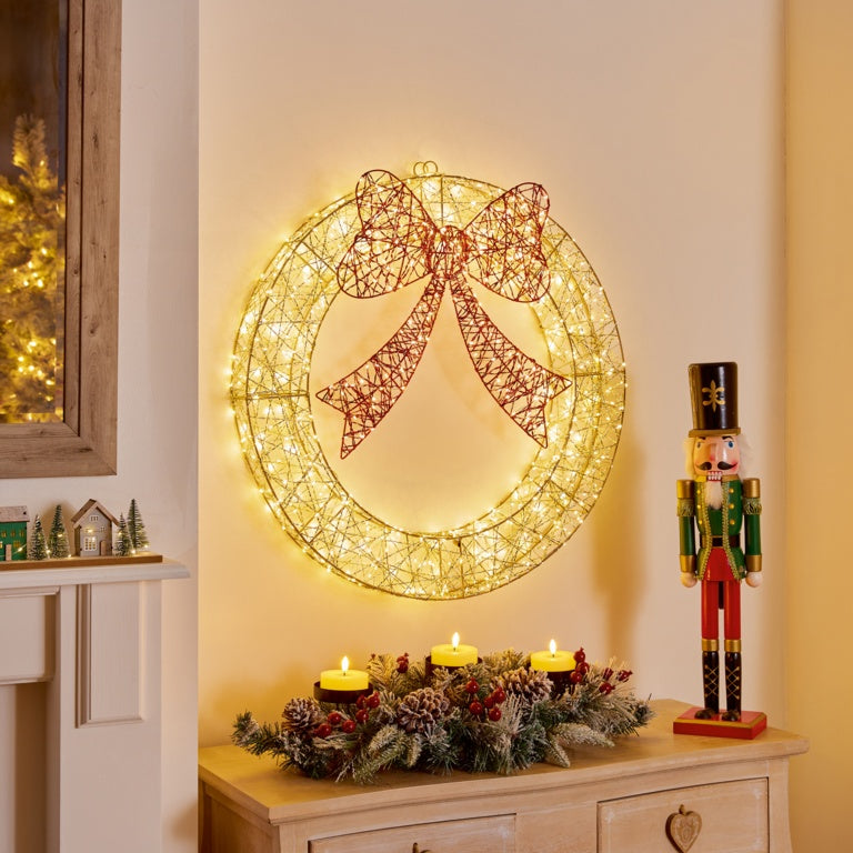 Premier Lit Golden Elegance Twist Wreath 70cm
