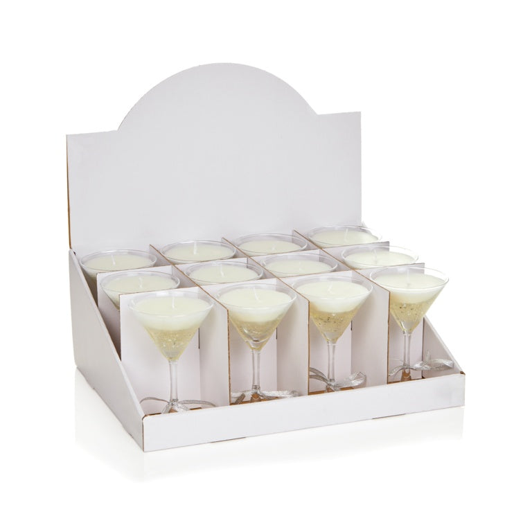 Premier Martini Glass Gel Candle With Silver Bow 16cm