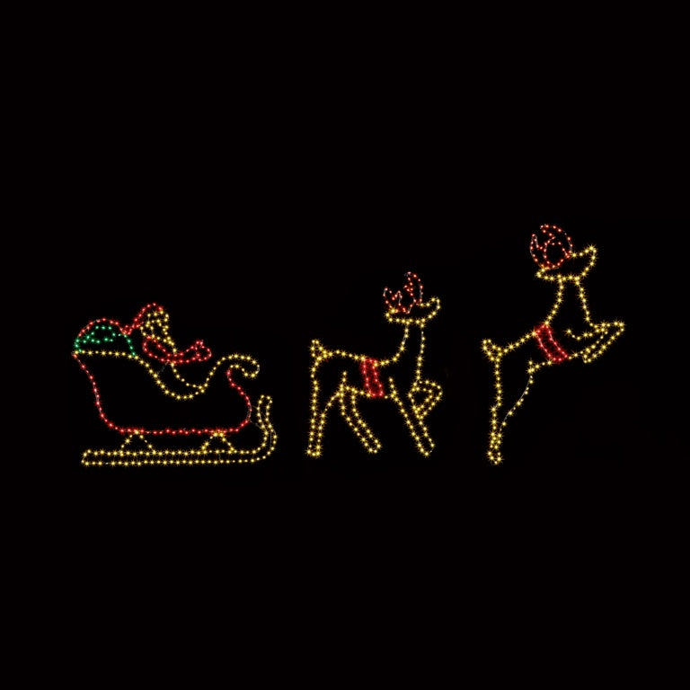 Premier Twinkling Flexibrights Santa, Sleigh & Reindeers 2.2m