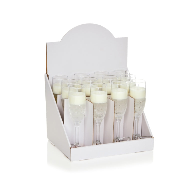 Premier Champagne Glass Gel Candle With Silver Bow 22cm