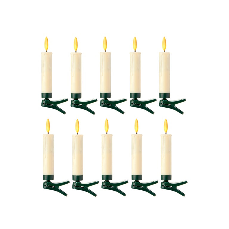 Premier Multi Action Lit Cream Clip On Candles 10cm Pack 10