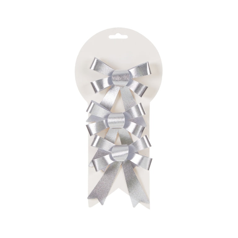 Premier 3 Piece Carded Silver Bow 11cm
