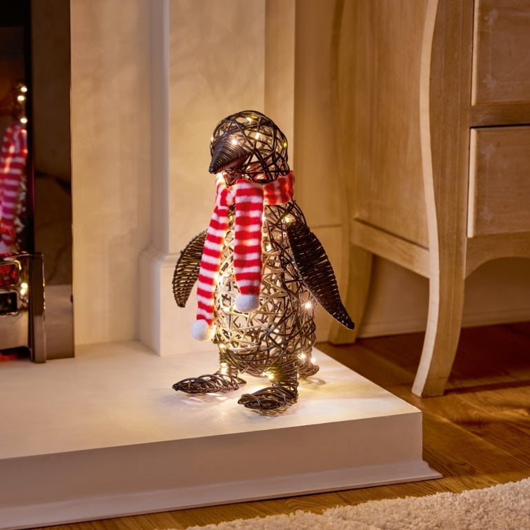 Premier Multi Action Lit Rattan Look Penguin 39cm
