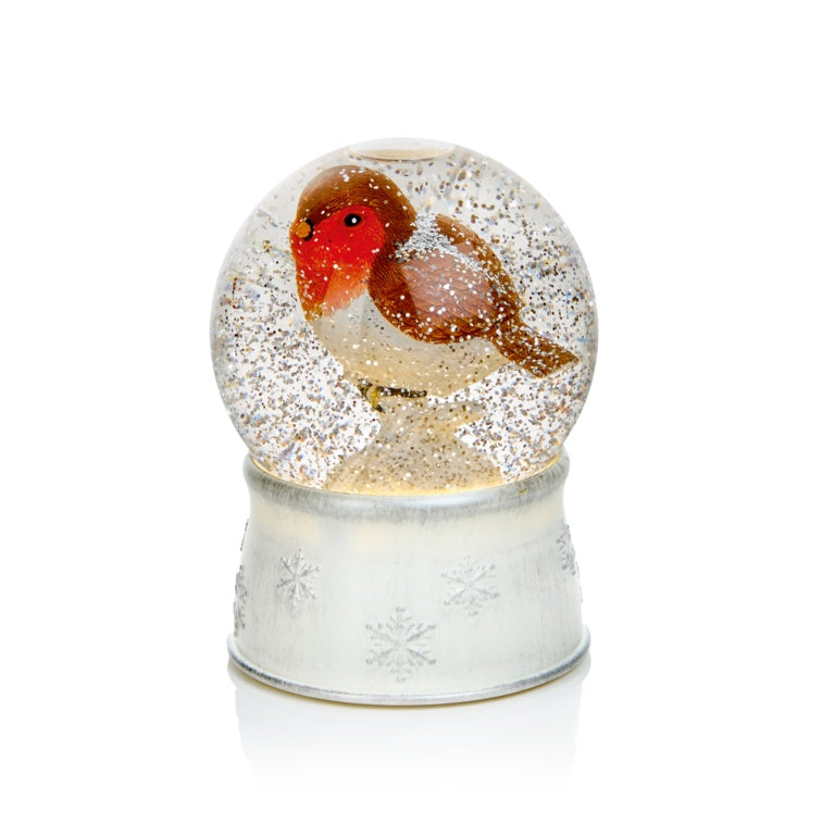 Premier Lit Water Globe With Robin 18cm