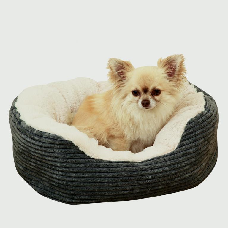 ROSEWOOD Grey Jumbo Cord Plush Dog Bed Large