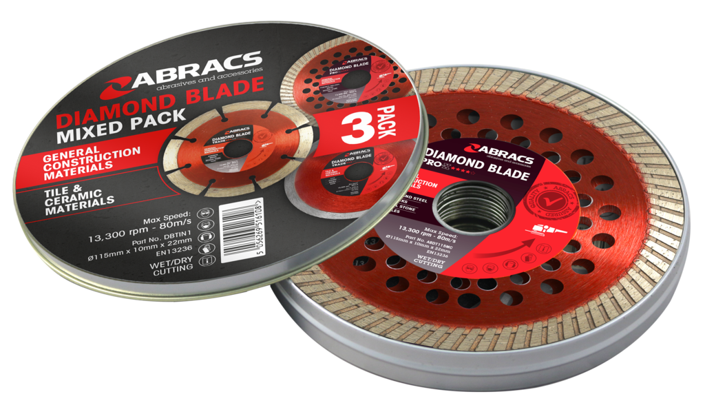 Abracs Diamond Blade Tin Mixed 3 Pack 115mm