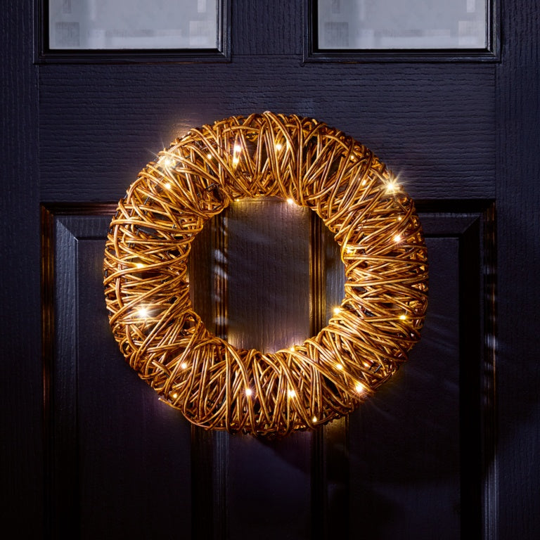 Premier Multi Action Lit Wreath White 38cm
