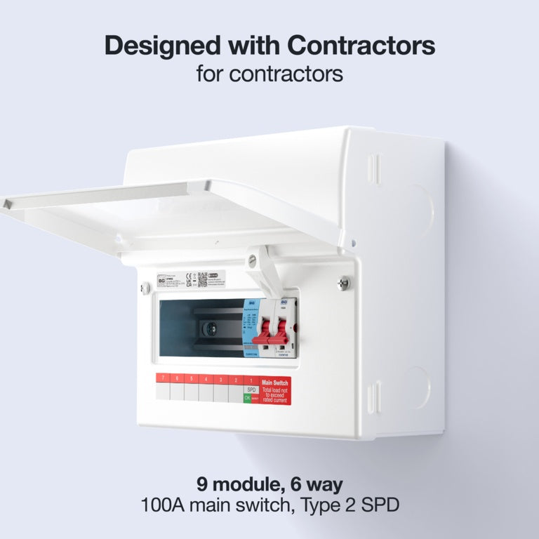 BG Consumer Unit 9 Module 6 Way Unpopulated Surge
