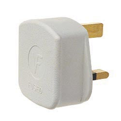 13A, 3 Pin Nylon White Plug to BS1363/A