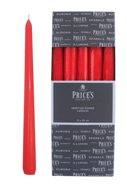 Prices Candles Venetian 10" Candle Pack 10 Red