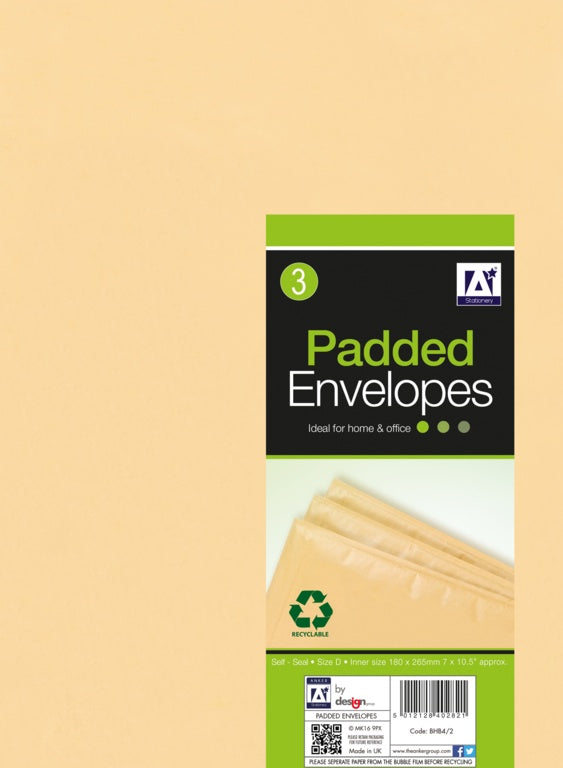 Anker Padded Brown Envelopes 200 x 275 Pack 3