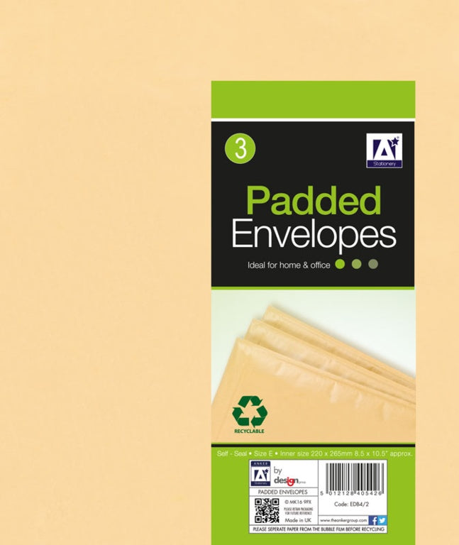 Anker Padded Brown Envelopes 240 x 275 Pack 3