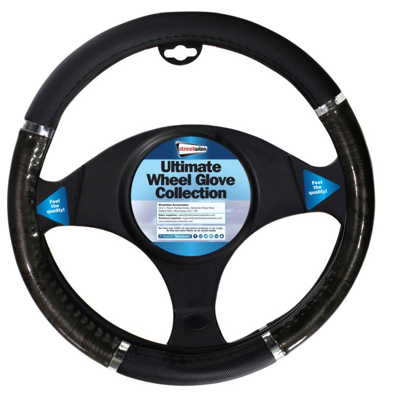 Streetwize Steering Wheel Glove Black/Grey Metallic Effect