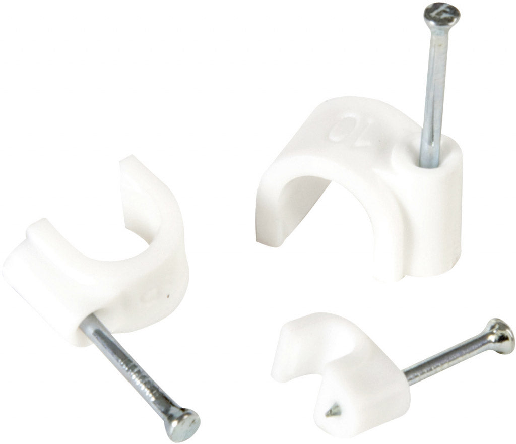 Securlec White Cable Clips - Round