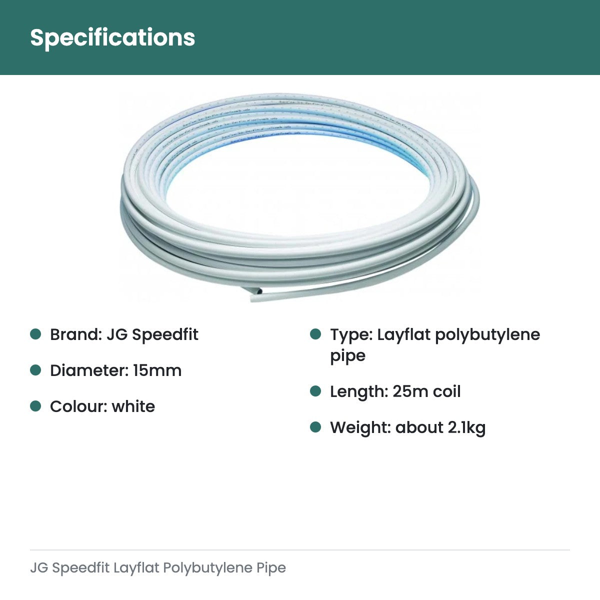 JG Speedfit Layflat Polybutylene Pipe - specifications