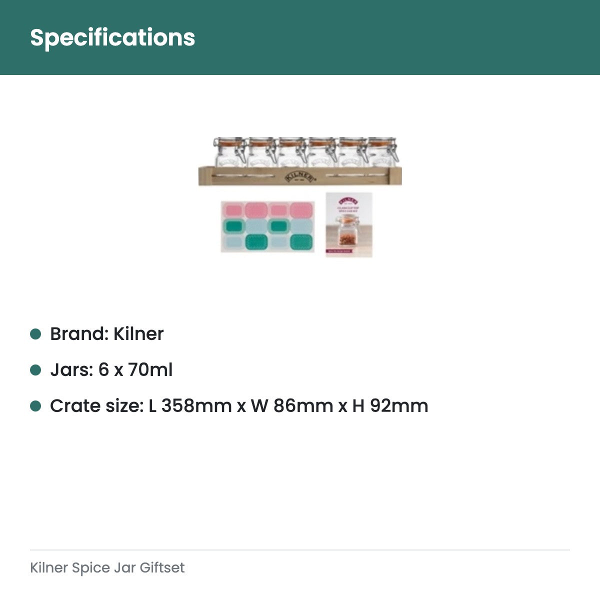 Kilner Spice Jar Giftset - specifications